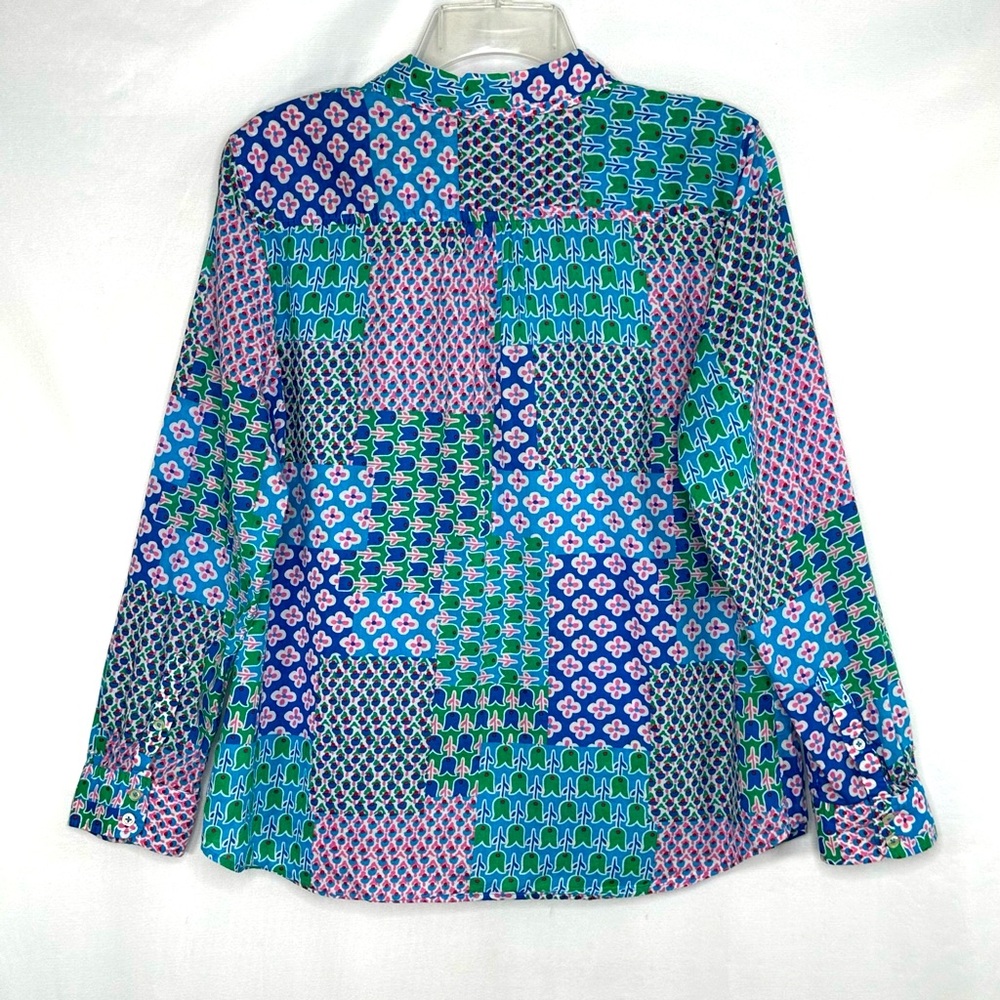 Talbots Tulip Patchwork Blouse Button‎ Down Retro… - image 2